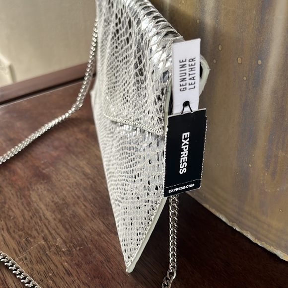 NWT  EXPRESS Silver/gray/black snake print clutch - Picture 2 of 8